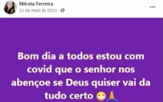 Postagem feita aps a morte de Nilceia Ferreira